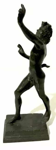 Antique Grand Tour Bronze Figure Of Satyr 6" Nude Dancing Faun Pompeli 2