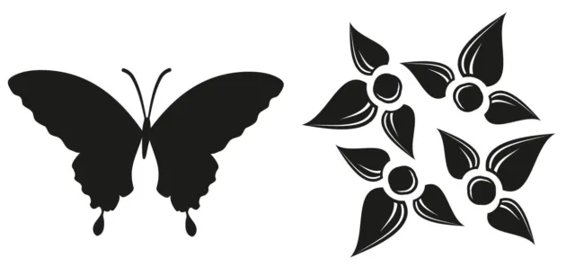 Reliefeinlagen-Set Schmetterling, Blume 2 Stk. 6cm Seifenherstellung  gießen