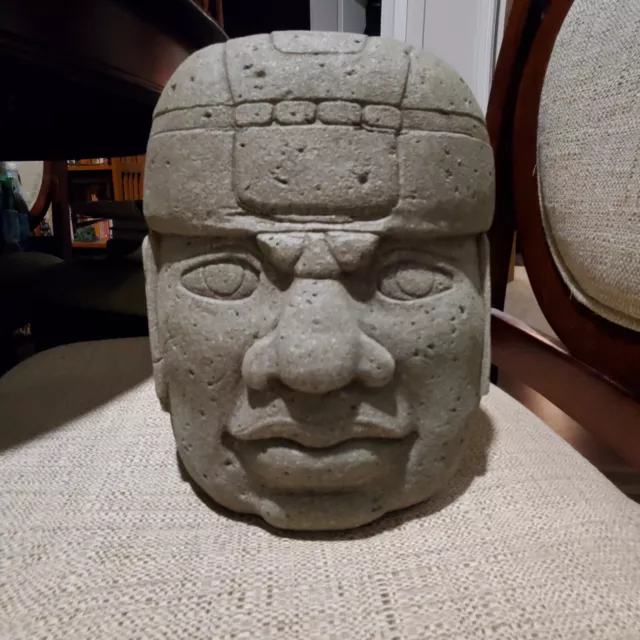Olmec Resin Head- Mexico- Mesoamerica- Aztec- Maya- Central America- 8" Tall