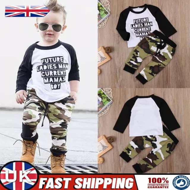 2pcs Newborn Toddler Infant Kids Baby Boy Clothes T-shirt Tops+Pants Outfits Set