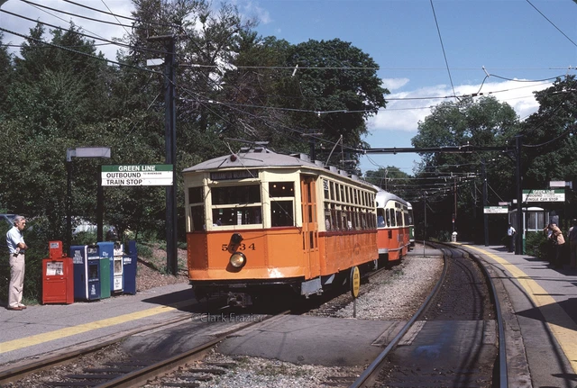 MBTA 5734 , 3295, and 3403 at Chestnut Hill 1984 Original Kodachrome Slide