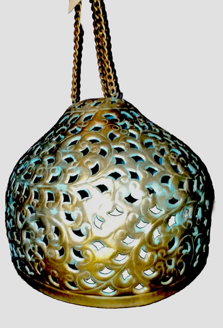 Moroccan Pendant  Brass Antique Vintage Lamp Hanging Chandelier Dome Plug In