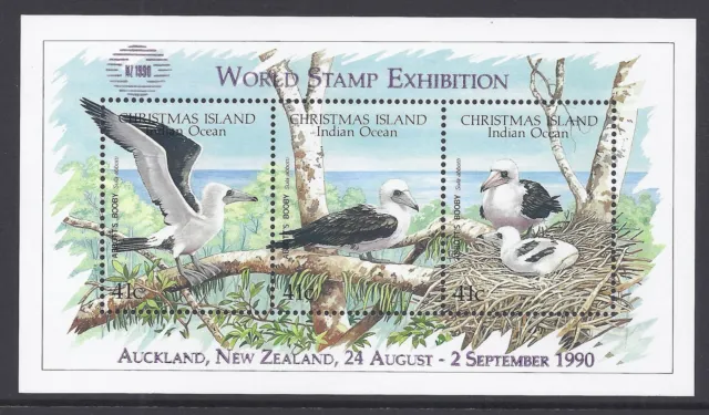 1990 Christmas Island Abbotts Booby Mini Sheet Nz 1990 Overprint Mint Mnh