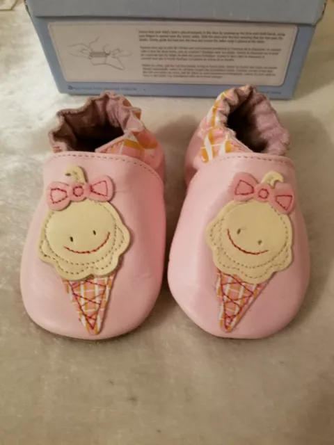 Robeez Shoes Happy Gellato Pastel Pink Sz 0-6, 6-12, 12-18 & 18-24months