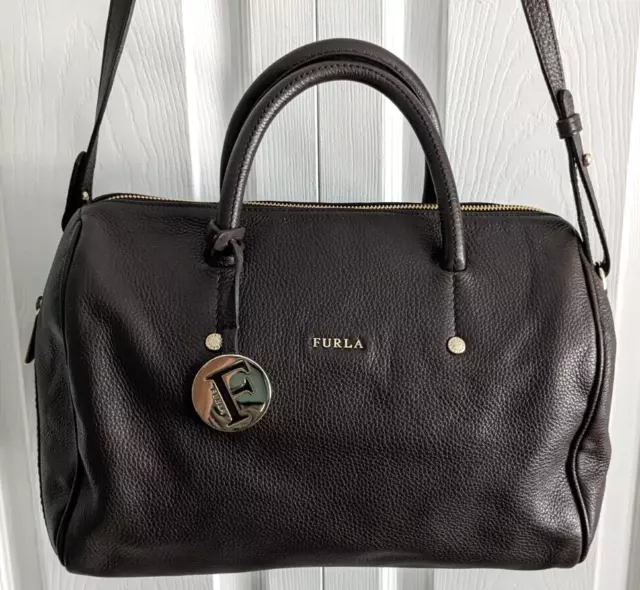 Furla Brown Leather Satchel Crossbody EUC