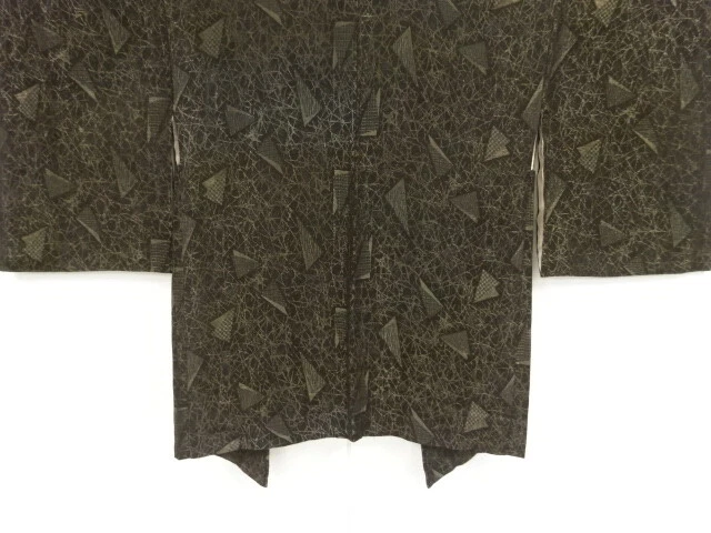 97816# Japanese Kimono / Antique Haori / Urushi / Woven Geometric
