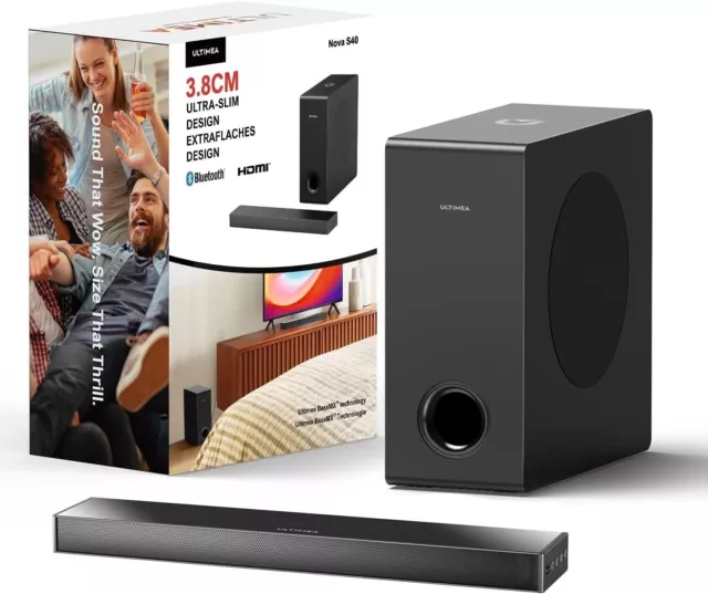 ULTIMEA Soundbar für TV Geräte, BassMax, 2.1 Surround TV Soundbar mit Subwoofer