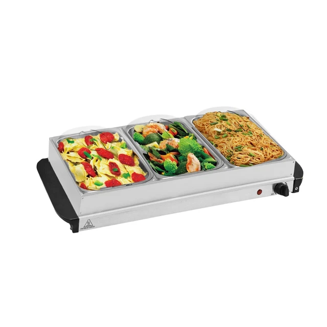 BUFFET WARMER FOOD Server Hot Plate 3 Tray Adjustable Temp 200W Chafing