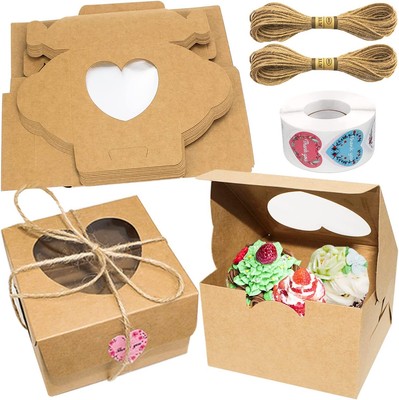 25 pezzi Cupcake Muffin Box 2 scatola confezione regalo in cartone con inserto per confezione 