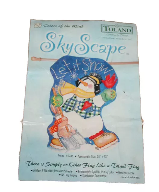 Toland Sky Scape Frosty Snowman flag #1236 (28"x43") Christmas Let it Snow NEW