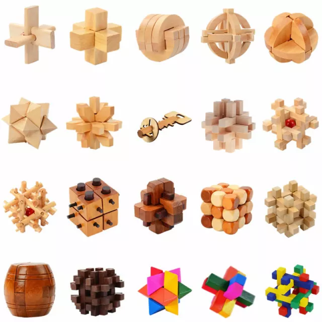 IQ Brain Teaser Kong Ming Lock Lu Ban Lock Wooden Interlocking Puzzles Game Toy