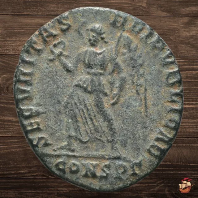 Byzantine Follis coin - Valens (364-367 AD) Constanti SECVRITAS REIPUBLICAE#2555