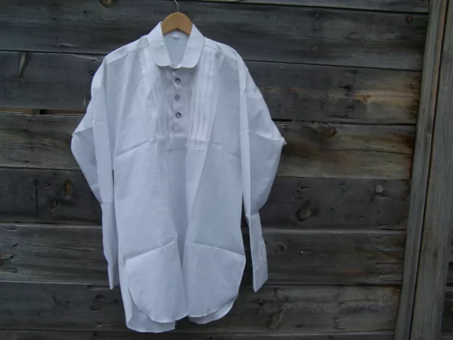 Civil War White Muslin Officers Pleated  Shirt With Pewter Buttons  Xxlarge