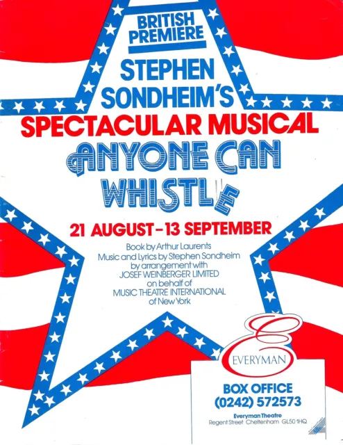 Stephen Sondheim "ANYONE CAN WHISTLE" John Doyle 1986 British Premiere Playbill