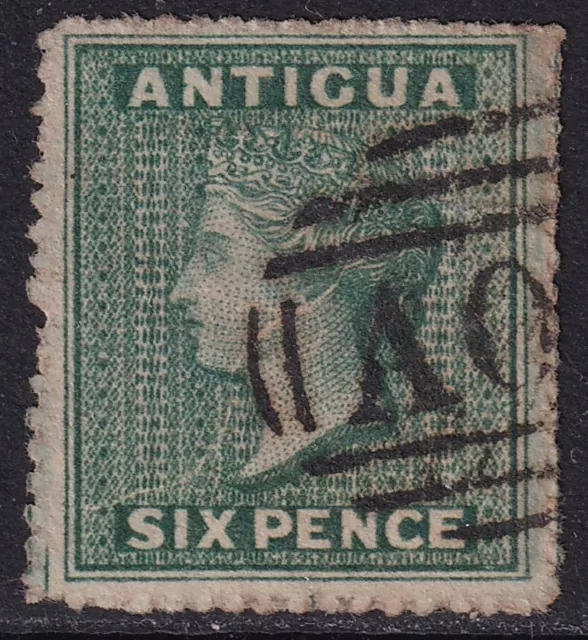 ANTIGUA 1863-67 QV 6d Green SG 8 Used (CV £26)
