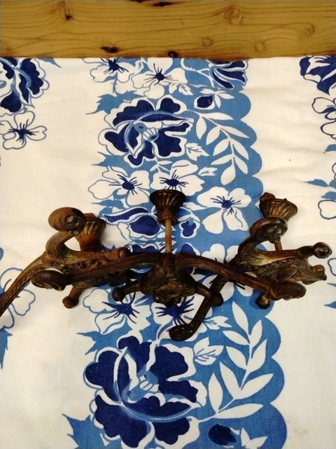 Antique Hall tree Hooks W/Backplate Ornate Cast iron Rack Coat Hat Lot of 3 11