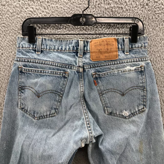 Vintage Levis 505 Jeans Mens 30X33 Straight Orange Tab Light Wash Denim *