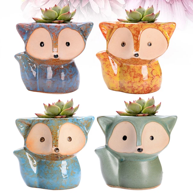4pcs Blumentopf Keramik Kindergarten Pflanzer Anlage Topf Pflanzer