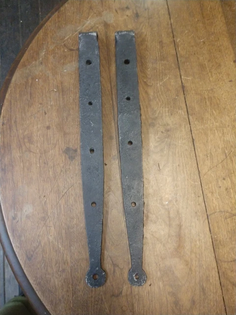2 ANTIQUE Hand Forged 20" Strap Hinges  Barn door Rustic