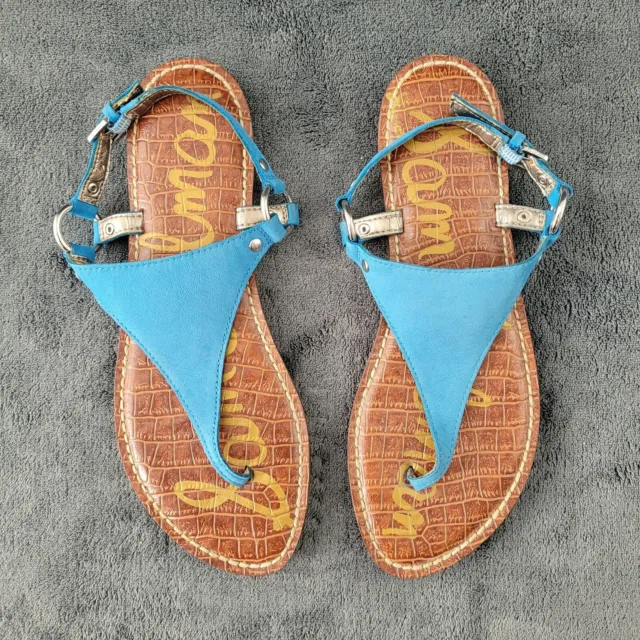 Sam Edelman Greta 8 Medium T-Strap Thong Sandal Blue
