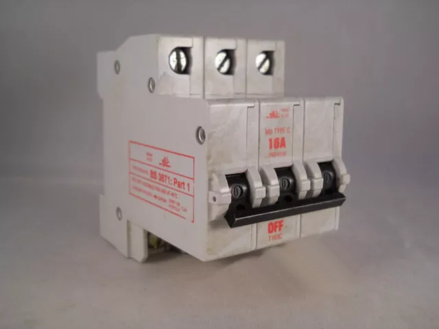 Bill MCB 16 Amp Type C M9 Triple Pole 3 Phase Breaker 16A MEM 163MB3 3T163 T163C