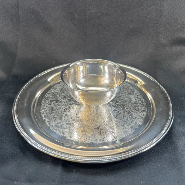 Vintage Oneida USA Silver Plated One Piece Chip & Dip Serving Platter