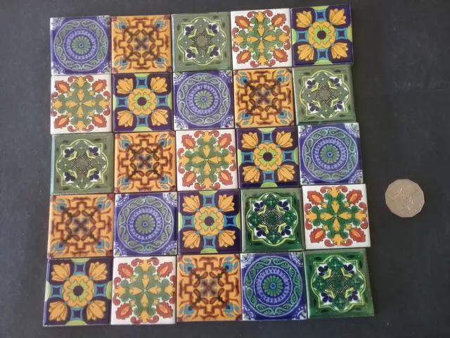 MEXICAN TALAVERA TILES 25 ( 5cm x 5cm each tile) SET  P 2