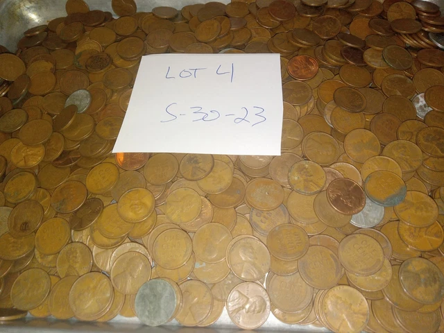 Lot of 7lbs+ or 1000+ P D S Lincoln Wheat "Pennies" Cents 1909-1958     4. 5-30