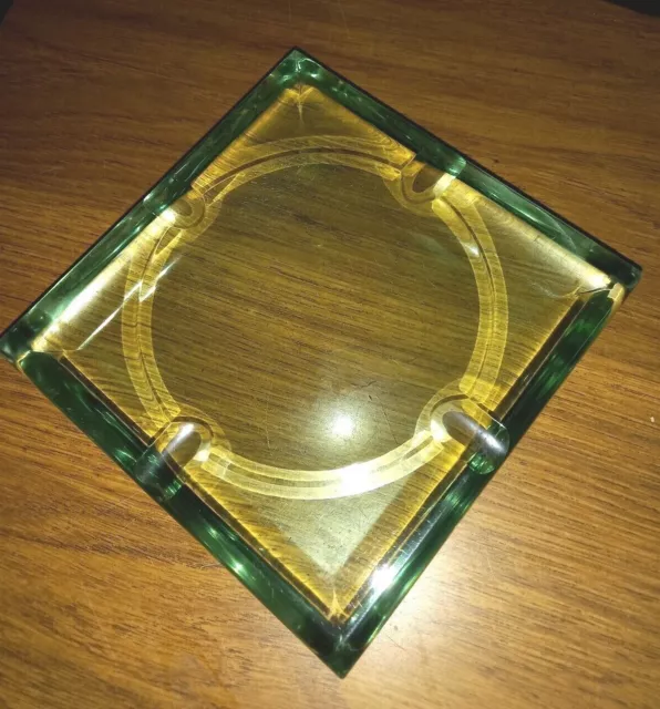 Stupendo posacenere vetro cristallo verde nilo fontanarte Vintage glass ashtray