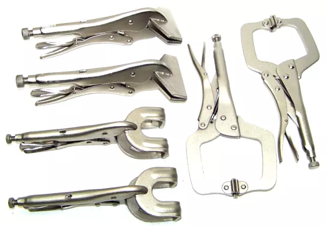 6pc Locking Welding Clamp Set Locking C Clamp Flat Bill 2 Prong Pliers Set