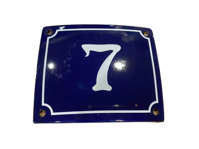 Vintage Style Blue Enamel Porcelain French House Number Door Steel Metal Sign 7