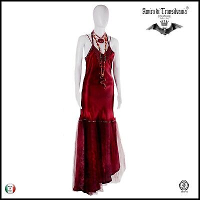 abito donna vestito estivo alta moda couture brand griff animalier rosso perline