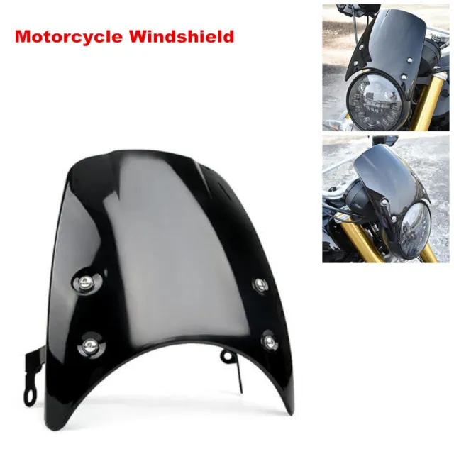 Universal Motorcycle Windshield Windscreen Wind Deflector w/ Mount Bracket Kit