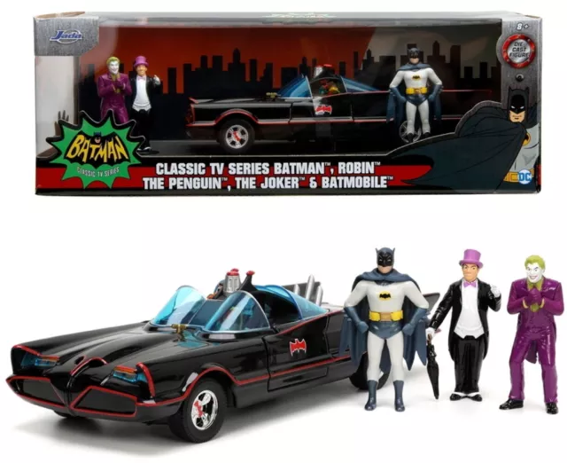 Jada Modellauto Batman 1966 Class. Batmobile Deluxe mit 3 Figuren 1:24 253215011