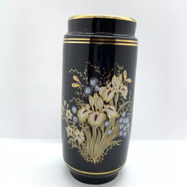 Black Floral Mosis 24K Gold Cyprus Decorative Vase Collectable Ornament