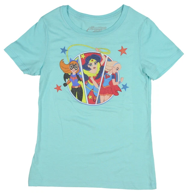 DC Comics Superhero Girls Shirt Wonder Woman Batgirl Supergirl Graphic Top LG
