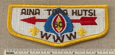 VTG OA AINA TOPA HUTSI LODGE 60 Order of the Arrow FLAP PATCH WWW TX Boy Scout