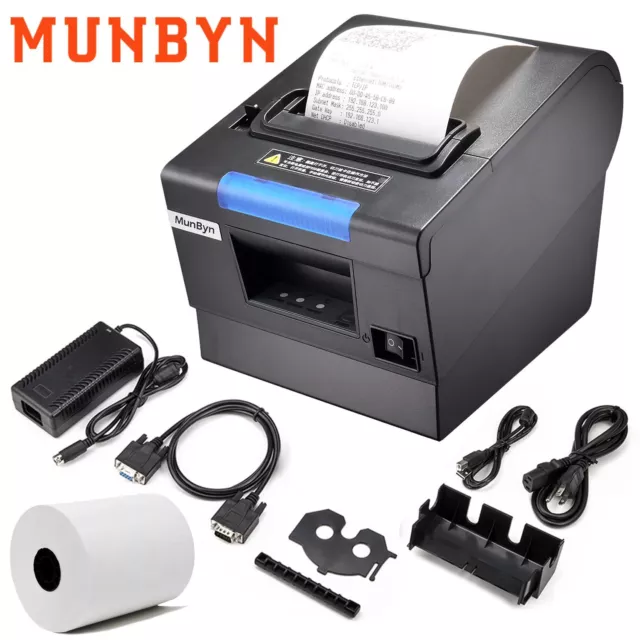 MUNBYN 3 1/8'' Thermal Receipt POS Printer w/ Auto Cutter for Kitchen/Restaurant