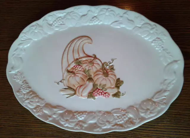 Large INT Cornucopia Ceramic Serving/Turkey Platter - 18 x 13