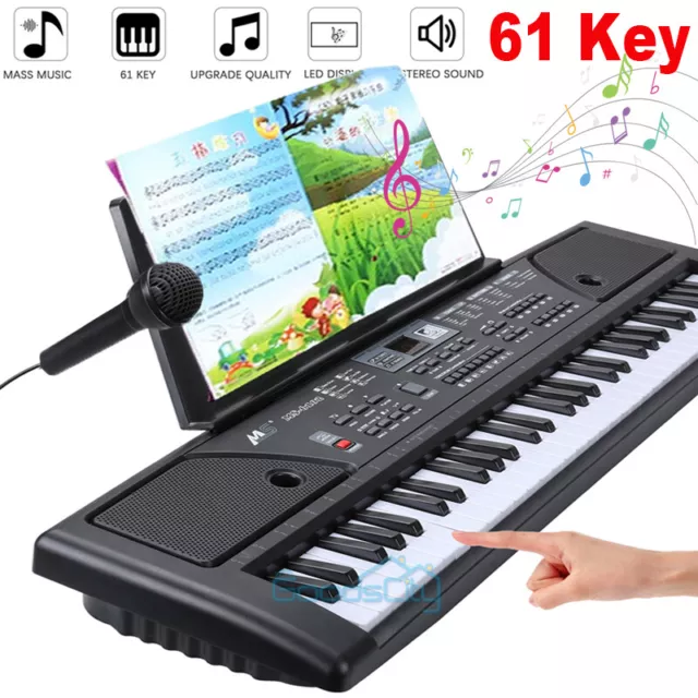 61 Key Digital Piano Keyboard - Portable Electronic Instrument with Stand & Mic