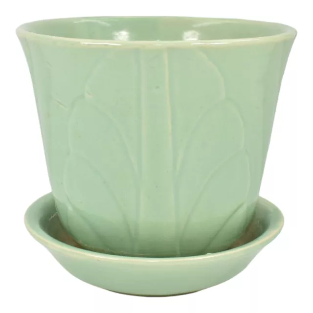Shawnee Vintage Art Pottery Large Leaf Green Ceramic Flower Pot Planter 320-6