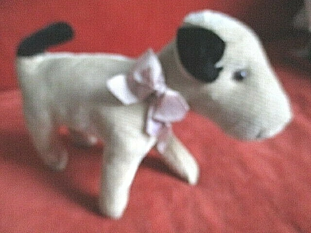 Peluche Ancienne Chien Fox Terrier - Rembourrage Paille Et Yeux En Verre Vintage