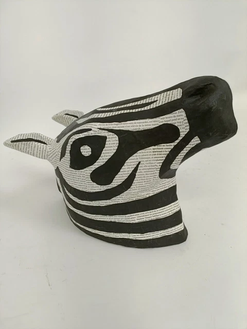 Anthropologie Paper Mache Zebra Head Sculpture Home Decoration #150