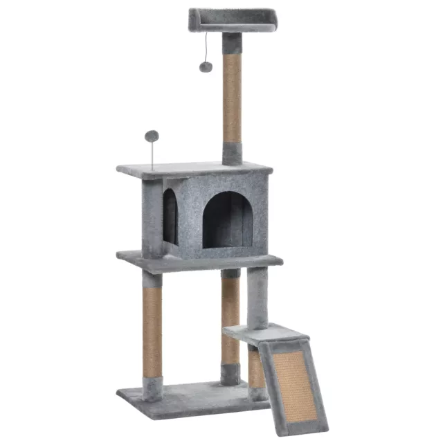 Cat Tree Tower Climbing Kitten Activity Center with Jute Scratching Post, Grey