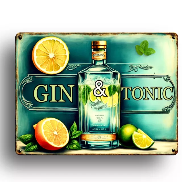 Gin Bar Sign Man Cave Retro Pub House Art Decor Garage Shed Cocktails Tonic Door