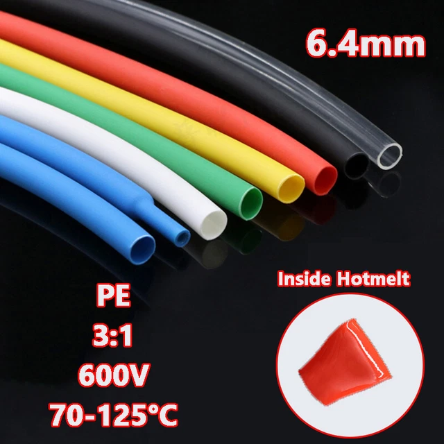 Tubo termoretraibile 3:1 PE adesivo foderato manica termicamente riducibile diametro 6,4 mm