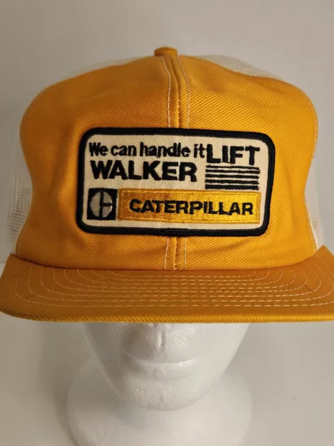 Vintage  Trucker Caterpiller Patch Snapback  Hat Heavy Equipment Made In USA CAT