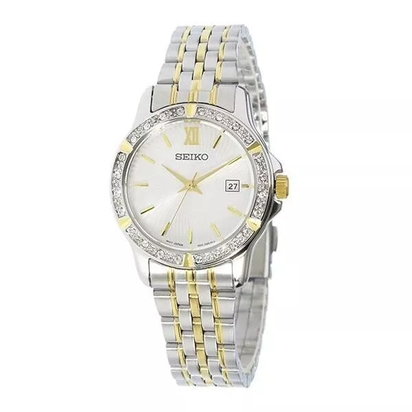 Seiko SUR732 Women's Silver Dial Date Two-Tone Stainless Steel Quartz Watch