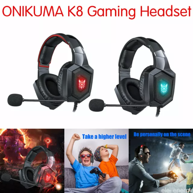 ONIKUMA K8 Headset PS4 Gaming Kopfhörer Stereo mit Mic LED für Xbox One /Laptop