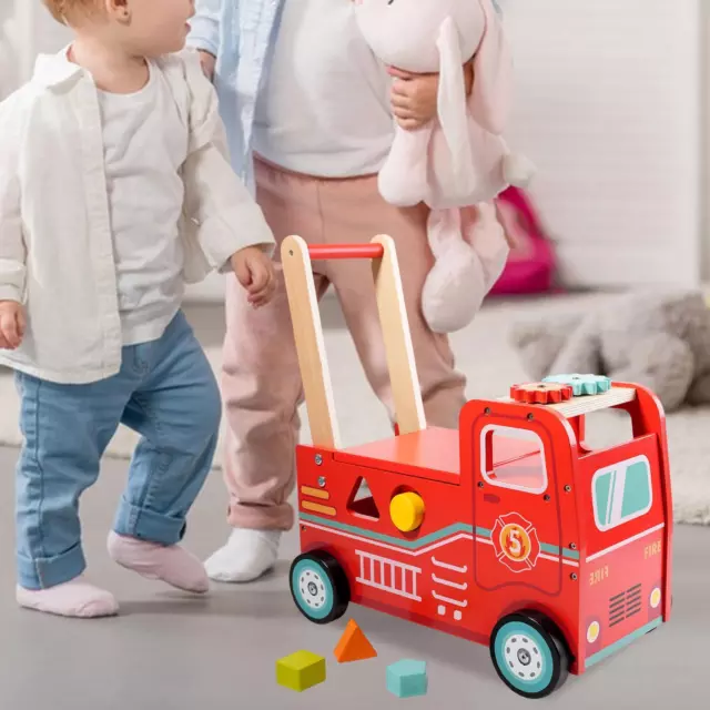 Baby Push Cart Push Pull Toy with Wheels Early Educational Shopping Cart